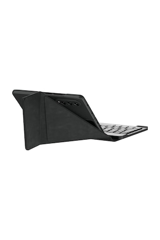 Samsung Uyumlu Galaxy Z Fold 4 Kılıf Standlı Bluetooth Klavyeli Zore Kıpta Keyboard Set Kılıf Siyah
