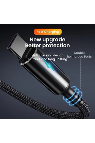 Tongxida Usb A - Mikro/tip C Kablosu Xiaomi Samsung Uyumlu Android 3a Hızlı Şarj Tipi C Veri Transféré 0.25 M