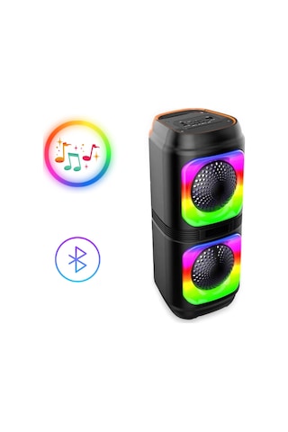 Box Işıklı Bluetooth Hoparlör Ses Bombası Mikrofonlu Karaoke Yüksek Ses Yeni Rgb 10watt