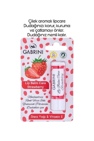 Gabrini Lip Balm Care Strawberry Shea Ve Vitamin E Dudak Balmı
