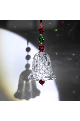 Geeksen Noel Zil Aksesuarı, Cam Kırmızı Yeşil Boncuklu, Ağaç Ve Pencere Süsü, Festivite Dekorasyonu, 1 Adet