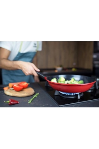 Pirimanova Anthony Alüminyum Kızartma Tavası 28 CM Kırmızı