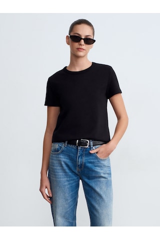 Dilvin 32779 Bisiklet Yaka T-shirt-siyah