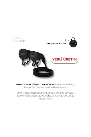 Nuvion Type 2 Ac 5 Metre Elektrikli Araç Şarj Kablosu, 22 Kw, 32a, 5 Metre, 5x6+0,75mm2, Taşıma Çantası  Genel