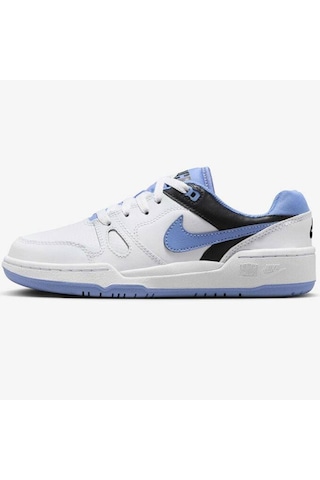Nike Full Force Lo Gs Leather Unisex Sneaker Mavi Swoosh Hakiki Deri Günlük Spor Ayakkabı Beyaz Beyaz
