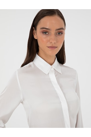 Pierre Cardin Kadın Ekru Gömlek Desenli 50299569-vr019 Ekru