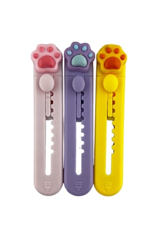 Pati Mini Maket Bıçağı 3'lü Set Pembe, Mor, Sarı
