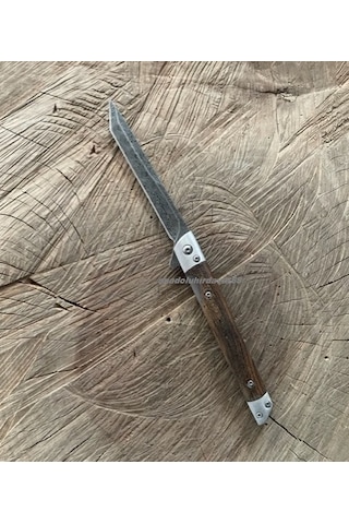 Alaska Damascus Çelik Cep Çakısı Kamp Çakı Avcı Bıçagı Cep Bıçak 22cm Kahve Gri Kahverengi - Gri