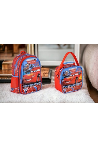 Disney Cars Lisanslı İlkokul Çantası 2 Bölmeli Hawk One Ve Beslenme Çantası Çok Renkli