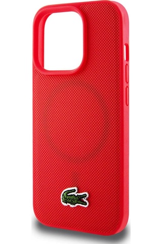 Apple Uyumlu iPhone 15 Pro Kılıf Lacoste Lisanslı Pu Pike Desenli İkonik Timsah Dokuma Logolu Kapak