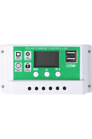 Vkemall Güneş Paneli Yöneticisi 50a - Pwm Şarj Yönetimi, Çift Usb Çıkışı, Akıllı Stablizasyon, Beyaz