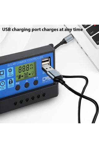 Geekyou 30a 12v/24v Otomatik Tanıyan Pwm Güneş Şarj Kontrolörü, Lcd Ekran, Çift Usb, Optik Gecikme Modu Tjk Yjss-30a