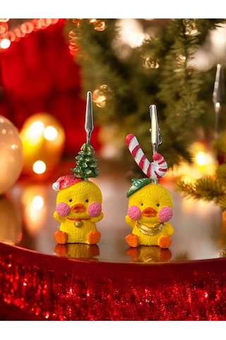 Yeni Yıl Temalı Yılbaşı Süslü Kawaii Şans Civcivleri Fotoğraf Ve Not Tutacağı Hediyelik Tutucu Sarı