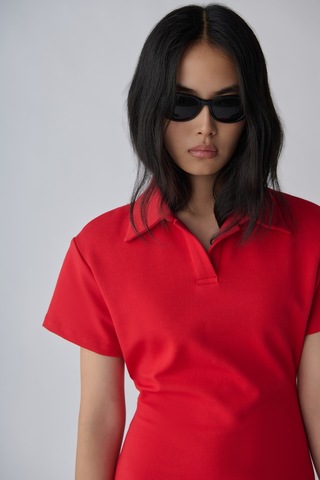 Suud Collection Kırmızı Raine Polo Yaka Elbise