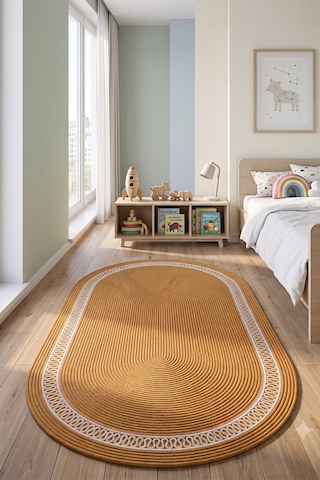 Jüt Hasır Oval Kilim Dekoratif Örgü Model Halı Salon Oturma Odası Mutfak Koridor Yatak Odası Banyo Balkon Yolluk Bohem Ev Dekoru 242hasırkrem