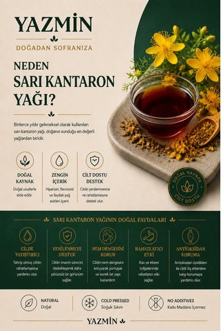 Yazmin Sarı Kantaron Yağı 250 Ml Cam Şişe Doğal Kantaron Yağı %100 Bitkisel