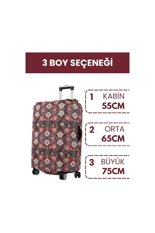 Lubros Valiz Kılıfı Bavul Koruyucu Yıkanabilir Mandala Bahçesi