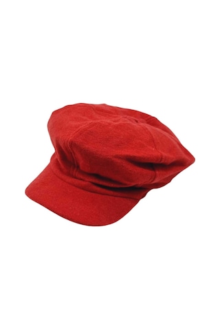 Uniquetrenders Kadın Arkadan Lastikli Kışlık Baretta Şapka Kırmızı
