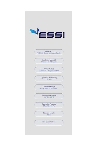 Essi Ø254mm Pvc İzolesiz Flexible Hava Kanalı 10mt