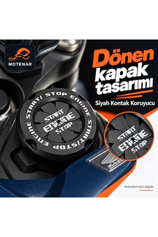 Motenar Siyah Motosiklet Kontak Koruyucu Dönen Kapak