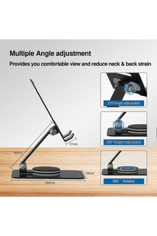 360 Dönebilen Cep Telefonu Standı, Ayarlanabilir Katlanabilir Masaüstü Telefon Tutucu Tüm Iphone Ipad Tablet 4-10'' İle Uyumlu