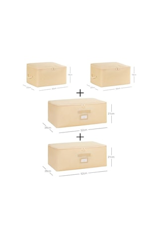 Ocean Home Textile 4'lü Bej Balıksırtı Hurç Set 2 Adet 30 X 22 X 18/2 Adet 52 X 28 X 21 Cm