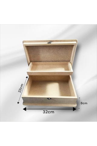Ahşap- Boyanabilir- Klipsli Asansörlü Takı Kutusu