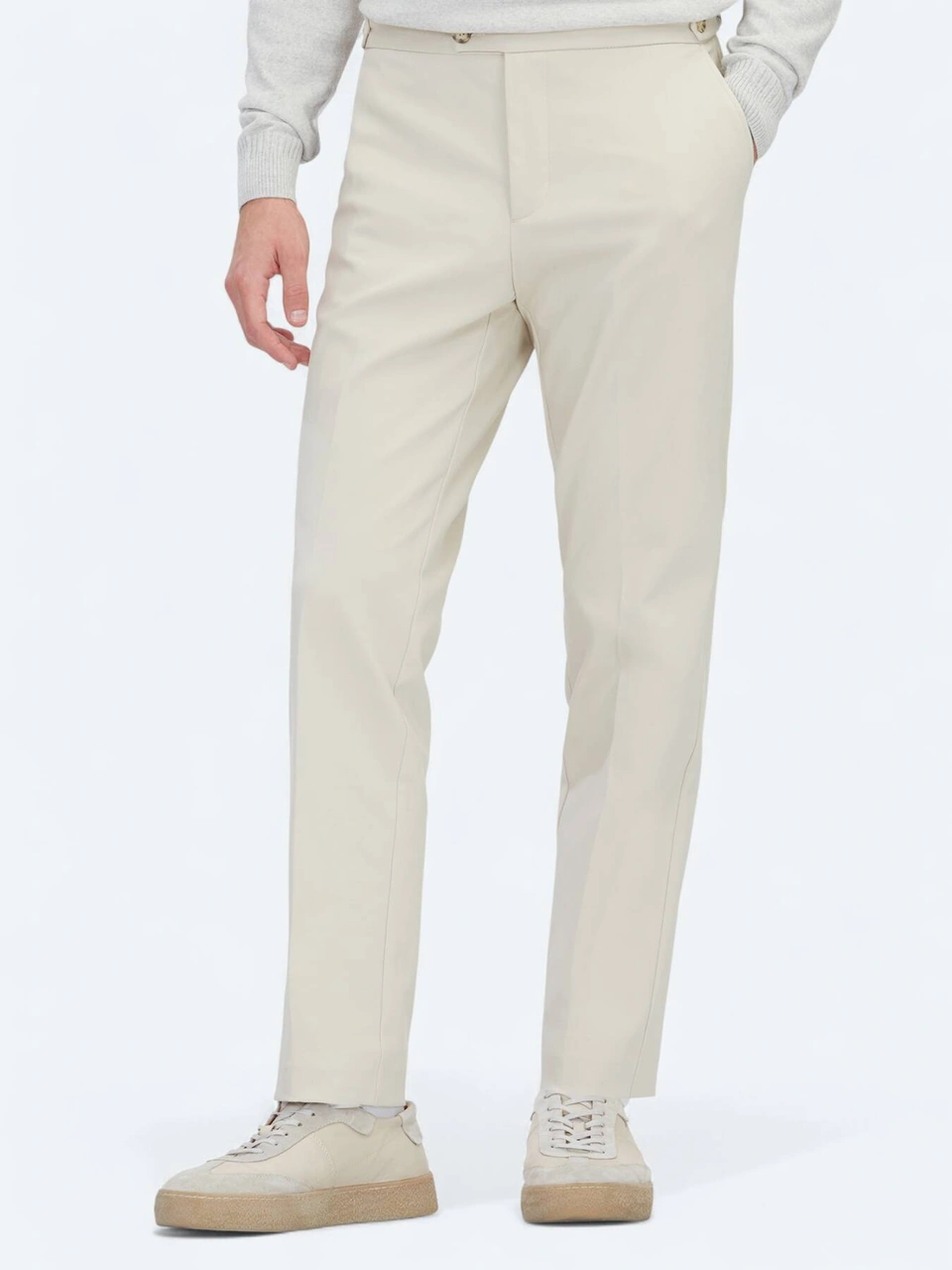 Kip Bej Dokuma Regular Fit Smart Casual Pamuk Karışımlı Pantolon Bej
