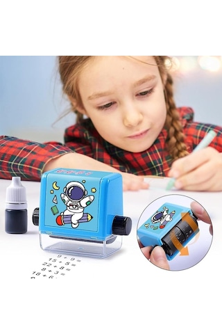 Çocuklar İçin Eğlenceli Ve Öğretici Matematik Toplama İşlemleri Kaşesi, Eğitim Öğrenme İçin Çarpım Tablosu Kaşesi Mürekkep Hediyeli Matematik Rulosu Damgası Mavi