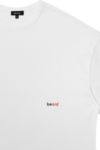 Beord Beyaz %100 Pamuk Bisiklet Yaka Tişört B15411550