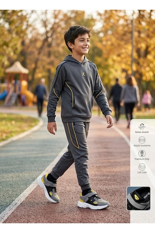 Cool Kids Erkek Çocuğu Kışlık Su Geçirmez Kaydırmaz Hafif Eva Taban Ortopedik Rahat Cilt Deri Spor Ayakkabı Fürme Sarı