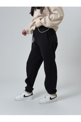 Cocopelli Şardonlu Siyah Kadın Jogger Eşofman Coc2543