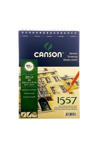 Canson 1557 Resim Ve Çizim Blok 180gr A5 20yp Üstten Spiralli Resim Defteri