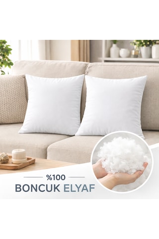 2'li Ultra Dolgun Elyaf Kırlent İçi Yastık , Yıkanabilir 50x50
