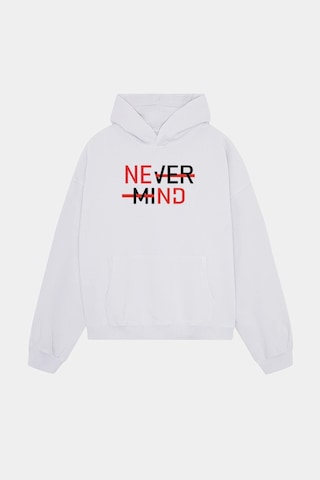 Baskılı Kapüşonlu Sweatshirt - Unisex Oversize Hoodie Beyaz