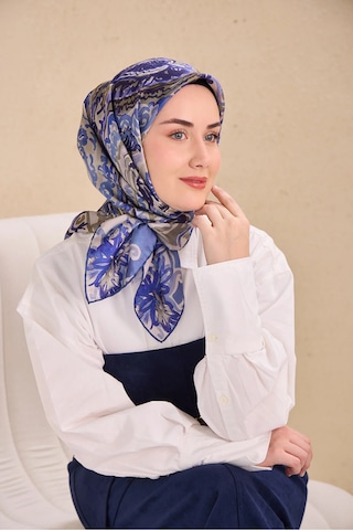 Silk Home Twill İpek Eşarp Art Desen Mavi Gri 90x90 11512-37