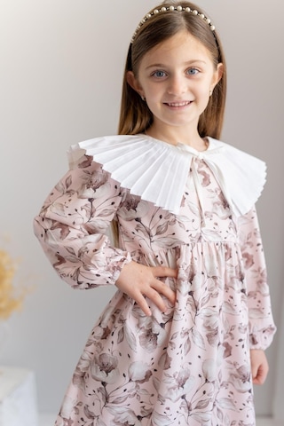 Zeyland Kız Çocuk Desenli Dokuma Elbise-Pembe