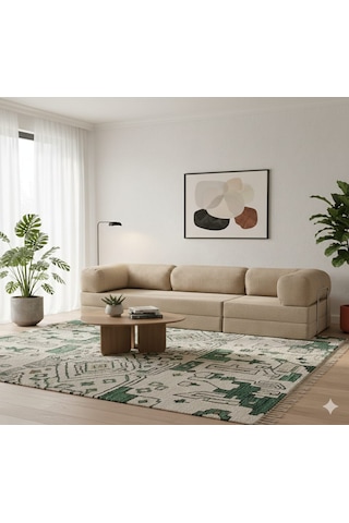 Herev 300x100 Sünger Köşe Koltuk Takımı / Yatak Olur Kanepe / Yıkanabilir Fitilli Kadife Kumaşlı Şark Köşe Pembe