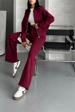 Neşeli Butik Kadın Pamuklu Kışlık Rahat Kesim Eşofman Takımı Nbg112 Bordo