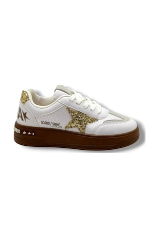 Mıa Marya 7020-26 Simli Yıldızlı Trend Fashion Kadın Sneaker Beyaz