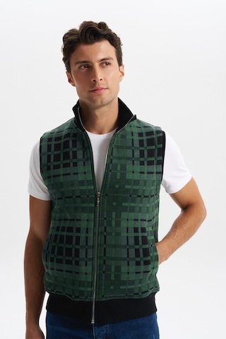 Arma Erkek Slim Fit Örme Desenli 3 İplik Şardonlu Dik Yaka Yelek %70 Pamuk %30 Polyester Y6sso9490 Yeşil