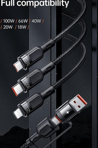 100w 3in2 Pd Hızlı Data-şarj Kablosu 6a 1.2m-siyah Ca-8800