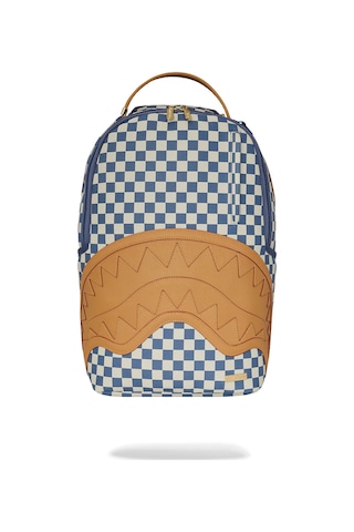 Sprayground New Shark Yacht Club Dlxsv Backpack, Suya Dayanıklı Suni Deri, Kadife Laptop Gözlü Sırt Çantası Mavi