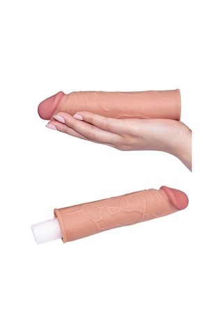 Erofoni Ucu 5 Cm Dolgulu Süper Realistik 17 Cm Uzatmalı Penis Kılıfı