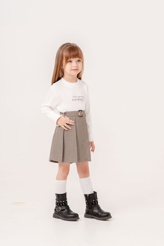 Smile Kids Wonderful Baskılı Şort Etekli Kız Takım Beyaz