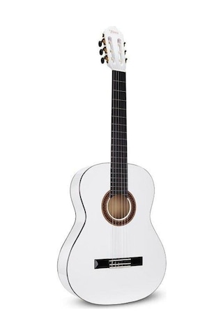Valencia Vc104twt 4/4 Klasik Gitar - Beyaz Başlangıç Seviyesi Tam Boy Gövde, Sap Ayar Çeliği, Şık Parlak Beyaz Kaplama Ve Yeni Başlayanlar İçin Dengeli Tuşe