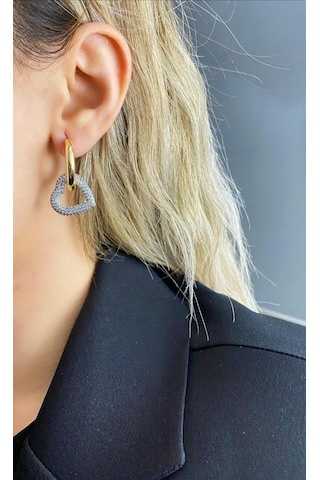 Bhs Life Zirkon Taşlı Kalp Kadın Küpe Gümüş