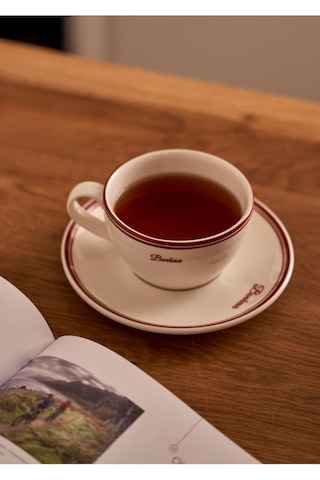 Bonheur Porselen Çay Fincanı Seti, 2'li, 270 Cc, Bordo Çok Renkli