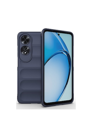 Oppo A60 Kılıf Esnek Tpu Oyuklu Arka Yüzey Tasarımlı Zore Etnik Silikon Kapak Lacivert