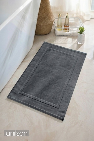Çerçeve Antrasit Ayak Havlusu - 50x70 Cm, 245 Gr, %100 Pamuk, Spa Ve Otel Banyo Paspası Antrasit